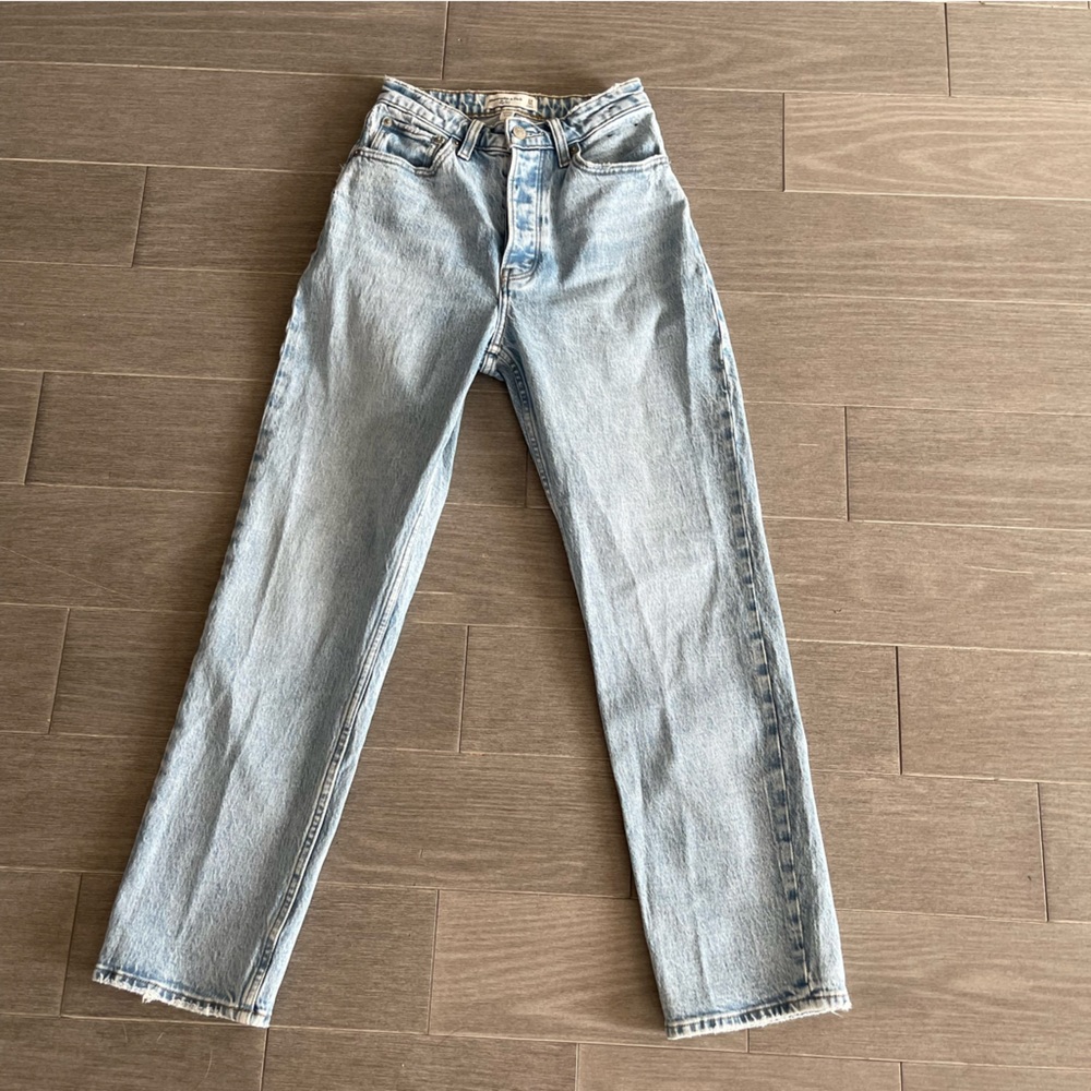 Abercrombie Fitch Curve Love High Rise Dad Jeans Size 24 00 S Medium Light Wash - Picture 14 of 16